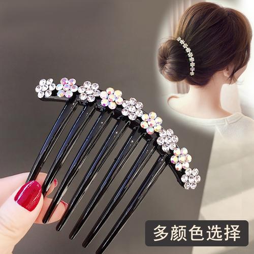 韩式盘发插梳优雅时尚镶钻发梳水钻花朵发簪子发卡百搭防滑盘发夹