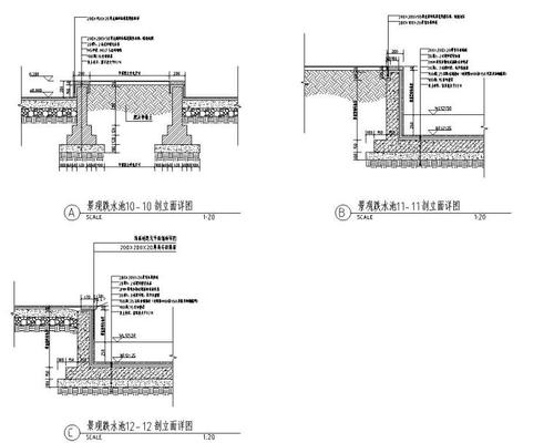 景观跌水池做法节点详图设计