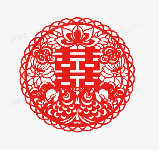 小孩喜字婚庆喜字贴婚房装饰pngai花纹喜字剪纸婚庆婚房装饰pngai烫金