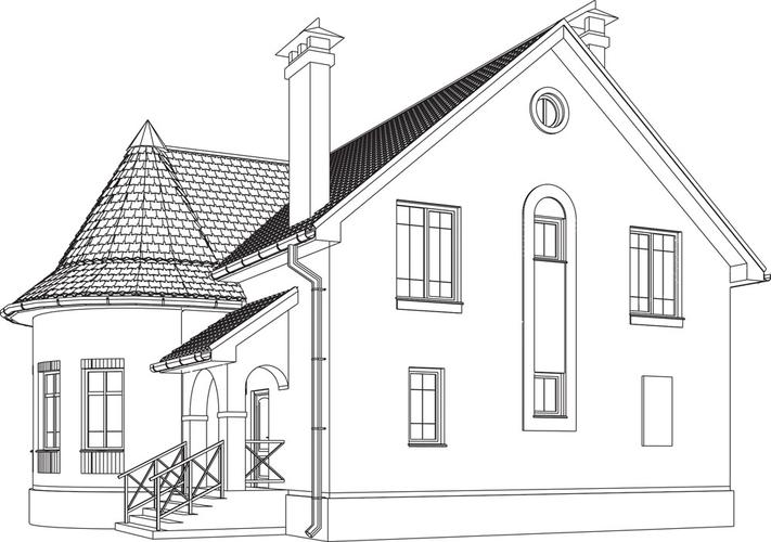 收藏 关键词:建筑透视效果图图片下载,房子设计,房屋线框透视图,建筑