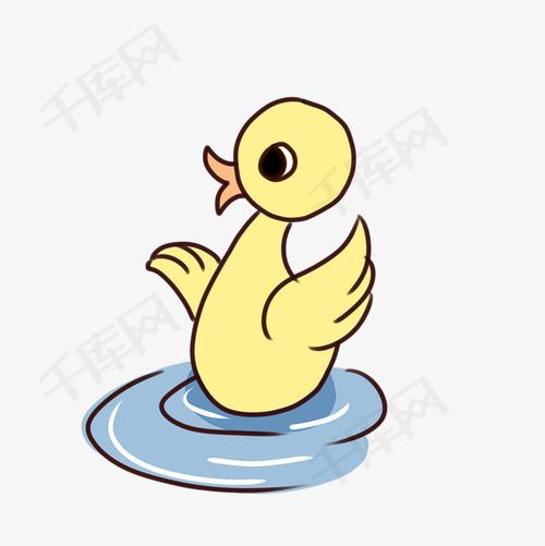 手绘卡通处暑黄色的小鸭子