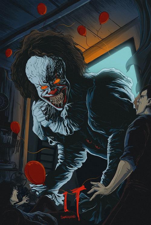 《小丑回魂》手绘插画海报