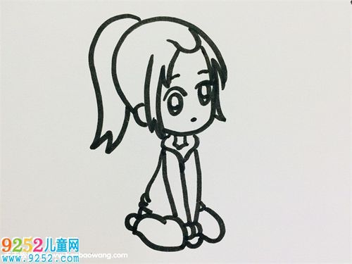 马尾女生侧面简笔画 小女孩简笔画