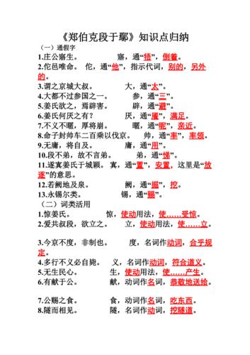 郑伯克段于鄢知识点归纳