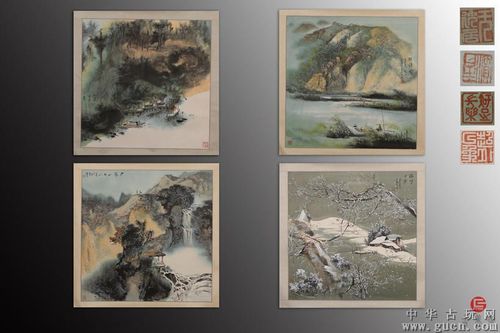 "李滨星"款《春夏秋冬》斗方四幅一组(带藏家收藏印)