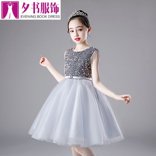 高端花童公主裙演出服儿童钢琴表演主持人生日长袖款女孩子冬天穿的