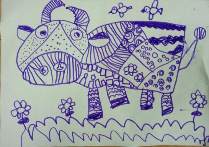 线描画《牛儿》——国英幼儿园绘画启蒙班