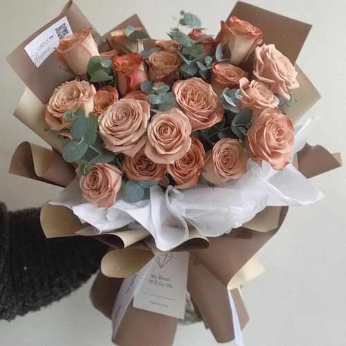 卡布奇诺玫瑰鲜花速递同城爱人配送复古色系闺蜜女友