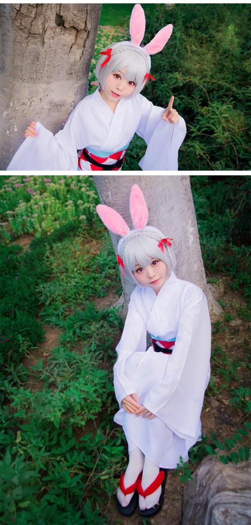 阴阳师cos式神山兔cos服假发木屐cosplay和服浴衣山兔耳朵全套 套装