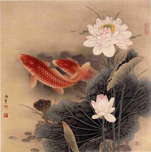 金鳞游水百态娇路雨年工笔画鱼作品欣赏