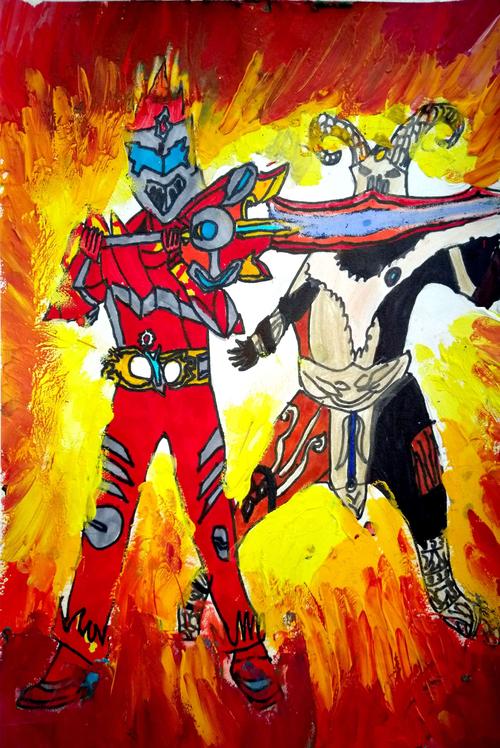 儿童画《铠甲勇士之炎龙侠》