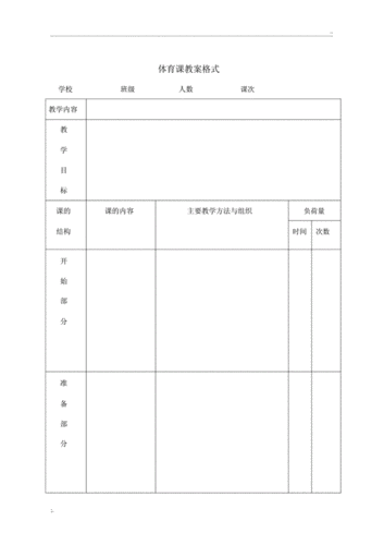 标准体育课教案格式模板.docx