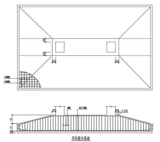 双柱联合基础的暗梁如图所示,请问如何设置钢筋?