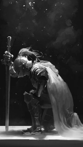 单膝跪地骑士的图片