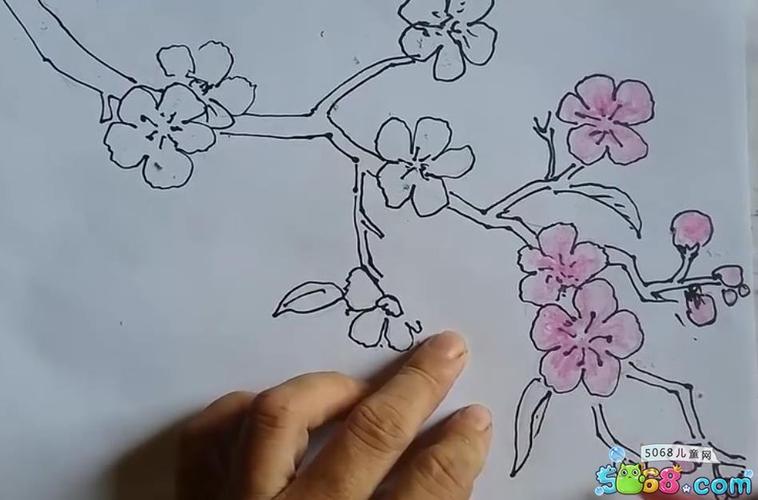 桃花图片手绘儿童画