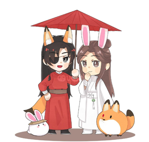 墨家三兄弟q版:师尊举着扇子好可爱,蓝二哥哥变成小兔