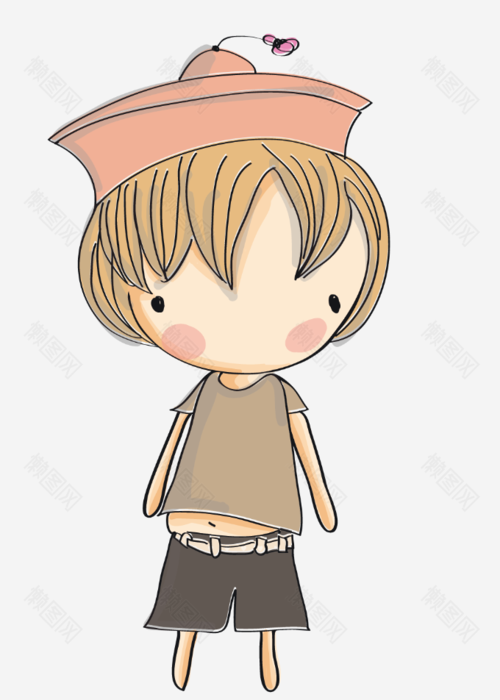 卡通手绘戴帽子的男孩