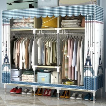 满屋星布衣柜加粗钢管2米宽简易衣柜加厚牛津布组装衣橱宿舍防尘大