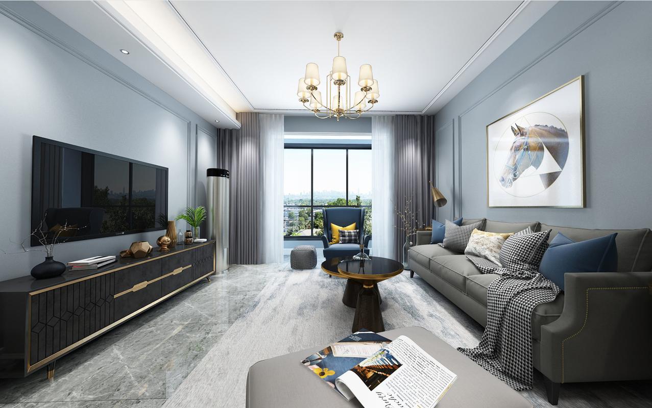 轻奢风二居室客厅装修效果图