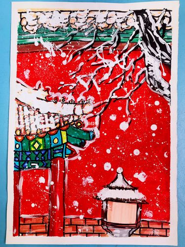 故宫的雪_故宫_儿童画_文化_绘画
