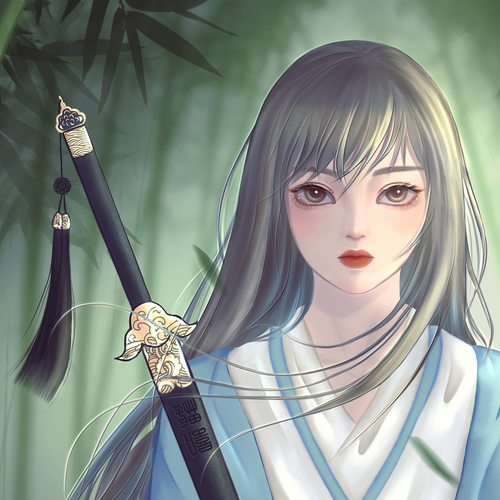 原创插画【竹林侠女】