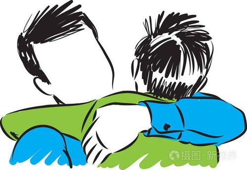 父子拥抱矢量插画