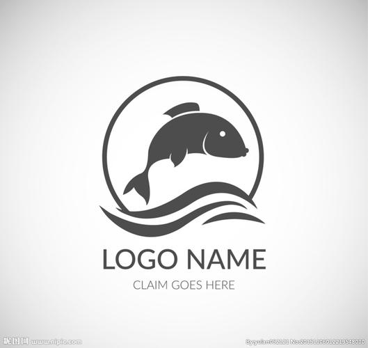 跳跃的鱼标志矢量素材图片