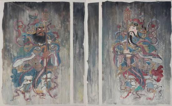 《门神神荼,郁垒》黄福昌 丙烯 2019 100x80cmx2