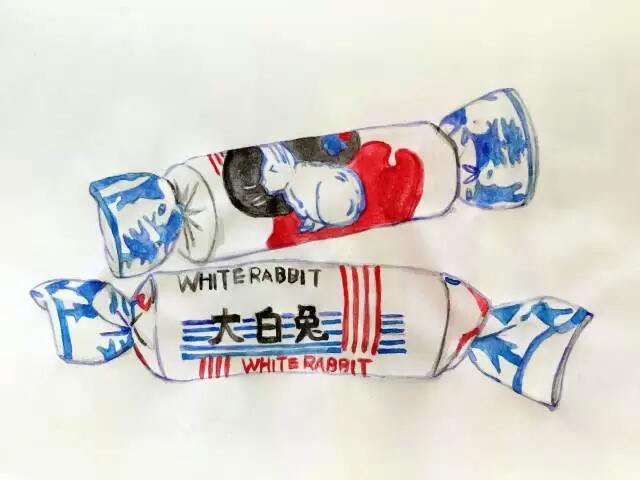手绘那些年我们钟情的糖果大白兔