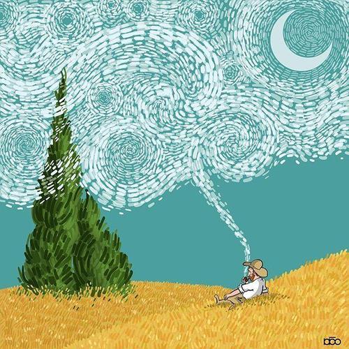 孤独的梵高:梵高生活,作画场景想象图