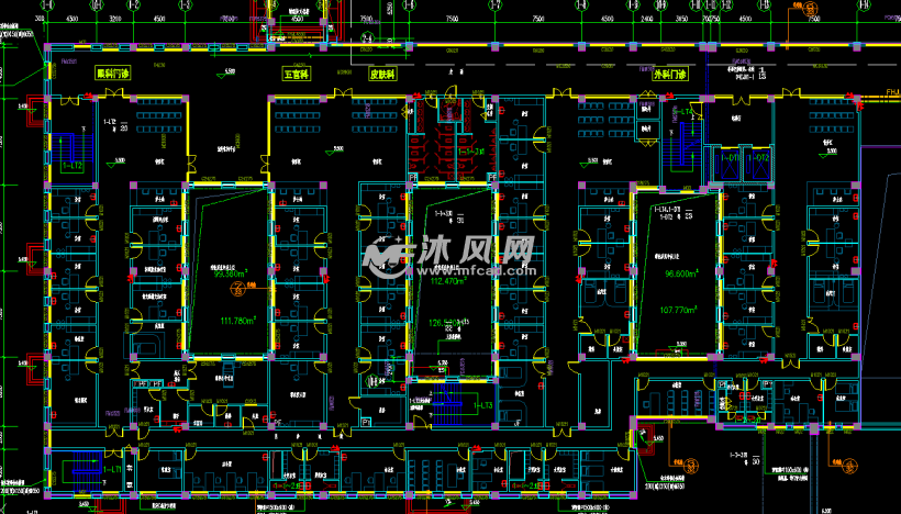 医院地下,一层二层总平面各个科室布局设计