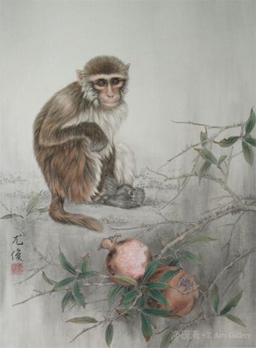 工笔画 猴