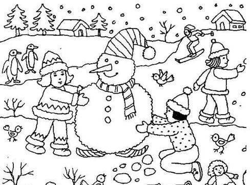 冬天风景简笔画 冬天的风景画简笔