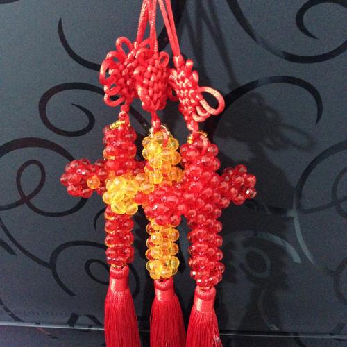 视频教程 材料包 编织成品 车载挂件 手工串珠平安十字架 diy