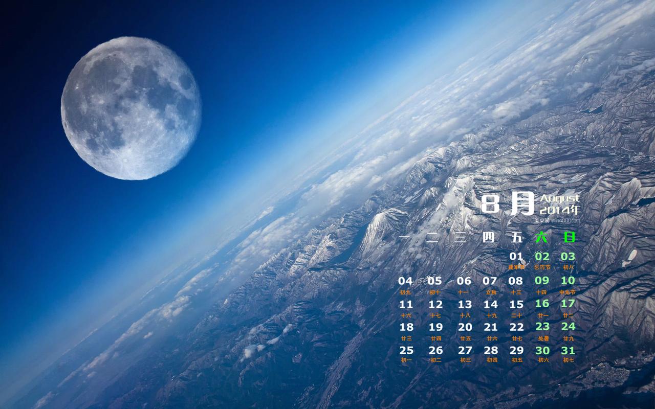 2014年8月日历天空奇观超级月亮高清电脑宽屏桌面壁纸(三)