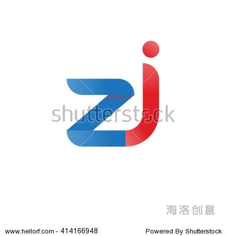 initial letter zj linked round lowercase logo blue red