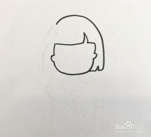 先画出人物头发和脸部轮廓,头发画成短发.