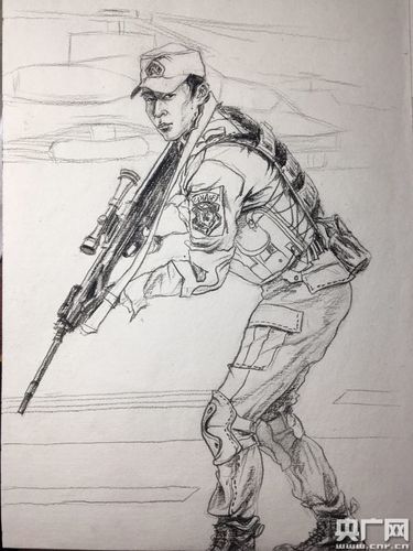 图|上海二工大学子以速写作品致敬军人