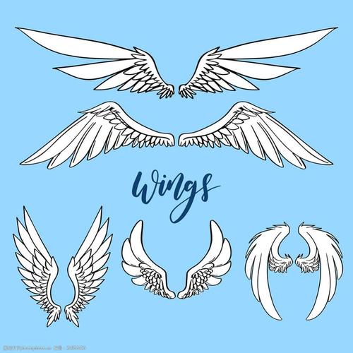 手绘风格双翼翅膀矢量素材