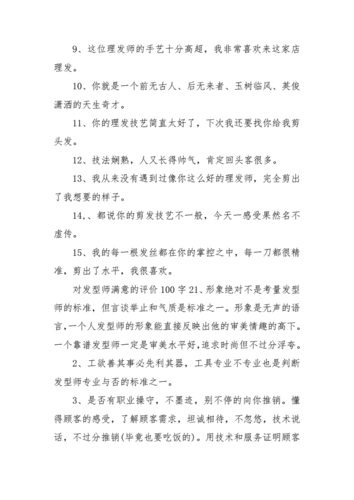 对发型师满意的评价100字三篇doc4页