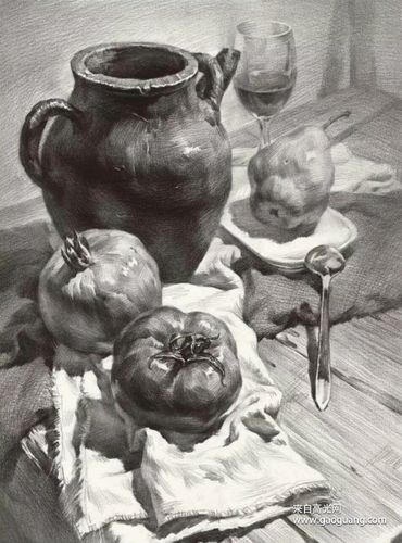 素描静物临摹范本,优秀素描美术作品
