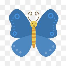 卡通蓝色蝴蝶插画