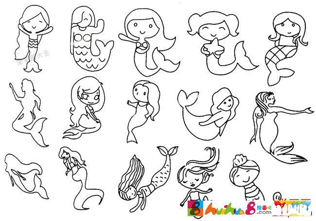美人鱼简笔画的画法步骤教程