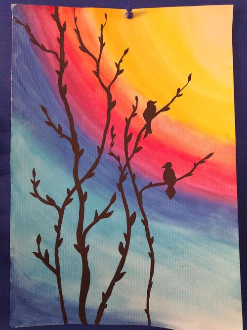 黄昏美景 写美篇 教学目标 通过本节课教学,使学生掌握水粉画的特性