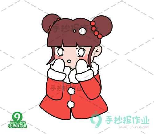 过年穿新衣的小女孩简笔画