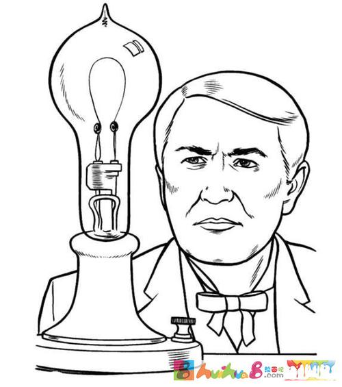 爱迪生发明灯泡简单画法素描_爱迪生简笔画图片