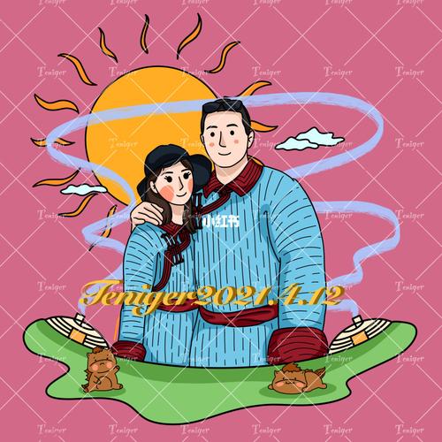 可可爱爱蒙古元素情侣头像_情侣头像_约稿_素材_头像