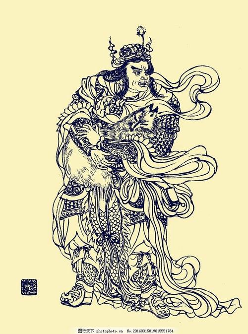 四大天王 魔家四将 佳梦关 中国神话 白描人物 花狐貂