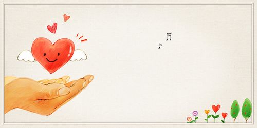 手绘清新手捧爱心背景
