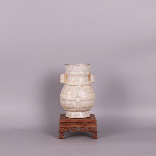 宋代官窑贯耳瓶仿古瓷器景德镇摆件花瓶古玩做旧工艺品老物件古董